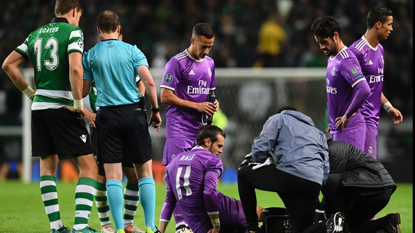 Gareth Bale receiving treatment during last November's Champions League match with Sporting Lisbon
