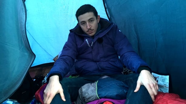 Carlos is homeless and lives in a tent in Milltown