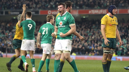 Peter O'Mahony celebrates at the final whistle