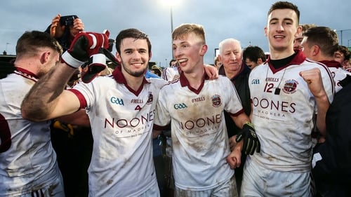 Slaughtneil players celebrate their Ulster title win last year