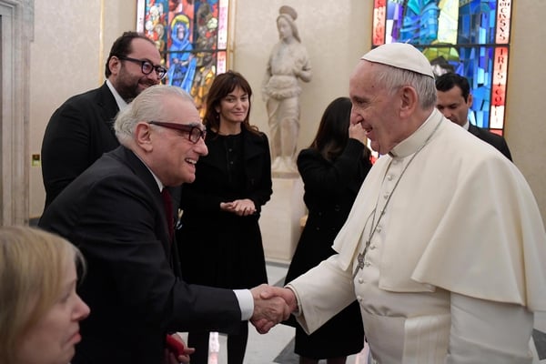 Martin Scorsese met with Pope Francis in the Vatican today. Pic: EPA