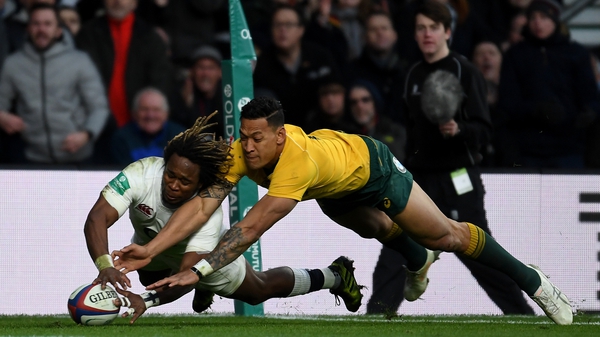 Marland Yarde touches down for an England try