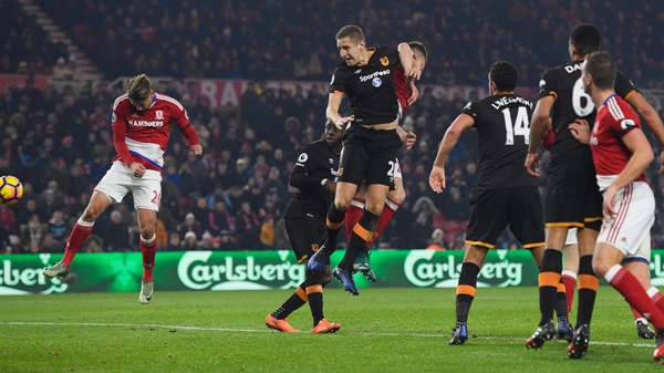 Gaston Ramirez of Middlesbrough (21) scores the only goal at the Riverside
