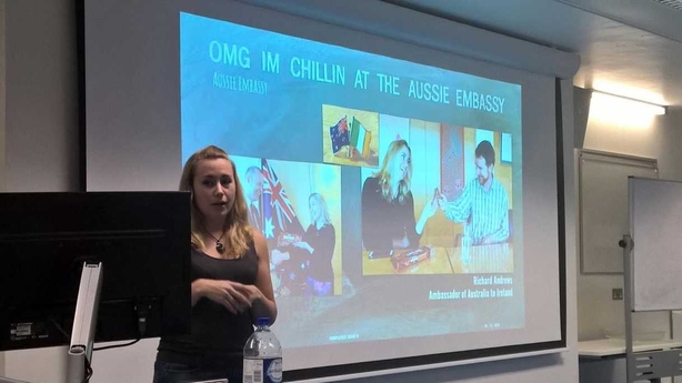 Tara Foster speaking at Trinity College
