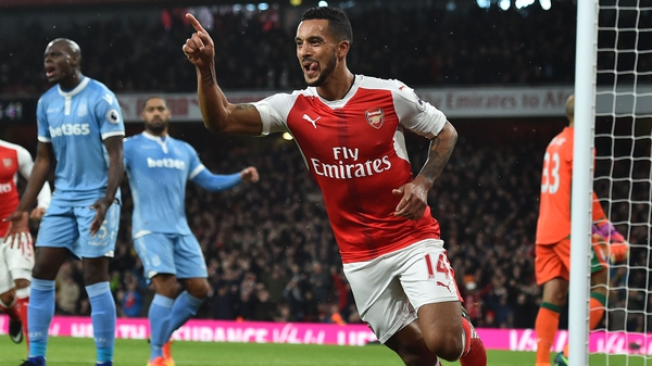 Theo Walcott celebrates after his goal