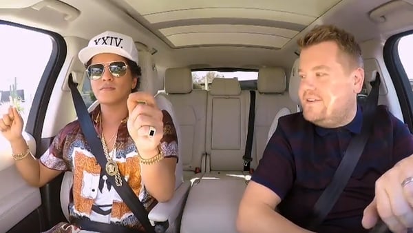 Bruno Mars is the latest celeb to join James Corden for his drive to work