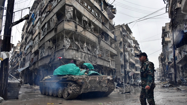 Syrian army forces in the city of Aleppo
