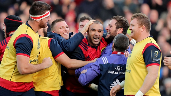 Zebo celebrates his try against Leicester last week with team-mates