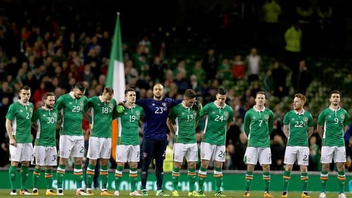 The Republic of Ireland players ahead of last March's friendly with Switzerland
