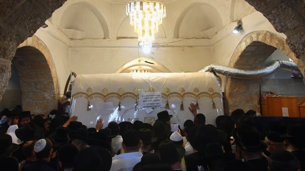 Ultra-Orthodox Jews pray at the tomb of the biblical matriarch Rachel, on October 29, 2009 in the West Bank Palestinian city of Bethlehem. Thousands of Jewish worshipers converged under tight Israeli security on Rachel's Tomb on the anniversary of her death.