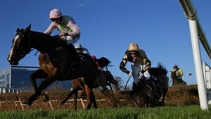 Ruby Walsh drives Vroum Vroum Mag clear of her rivals as stablemate Shaneshill capsizes at the last flight at Leopardstown