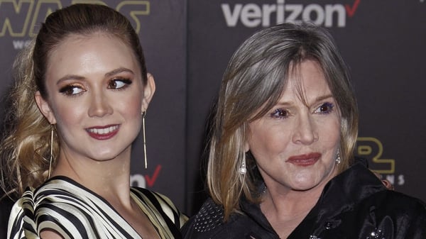 Actress Billie Lourd with her mother Carrie Fisher
