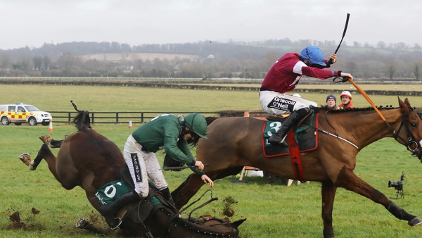 Jack Kennedy and Death Duty go on to The Lawlor's Hotel Novice Hurdle as Ruby Walsh on Augusta Kate comes to grief