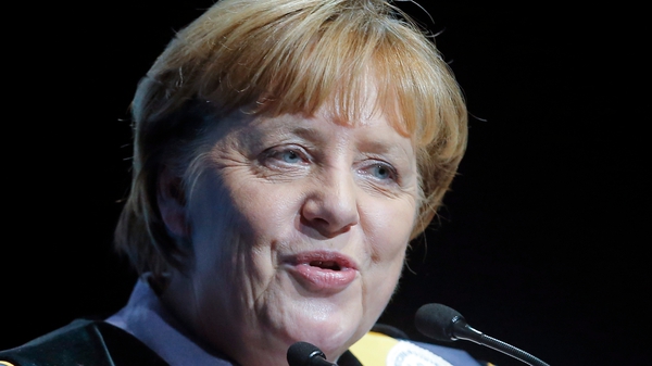 Angela Merkel was addressing students in Brussels
