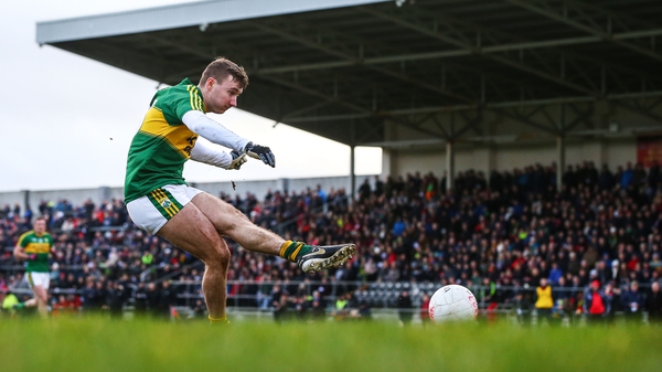 James O'Donoghue of Kerry scores a goal from the penalty spot