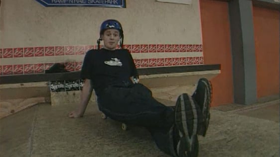 Steve Curran skateboarding in Ramp 'N' Rail skatepark, Drumcondra (2002)
