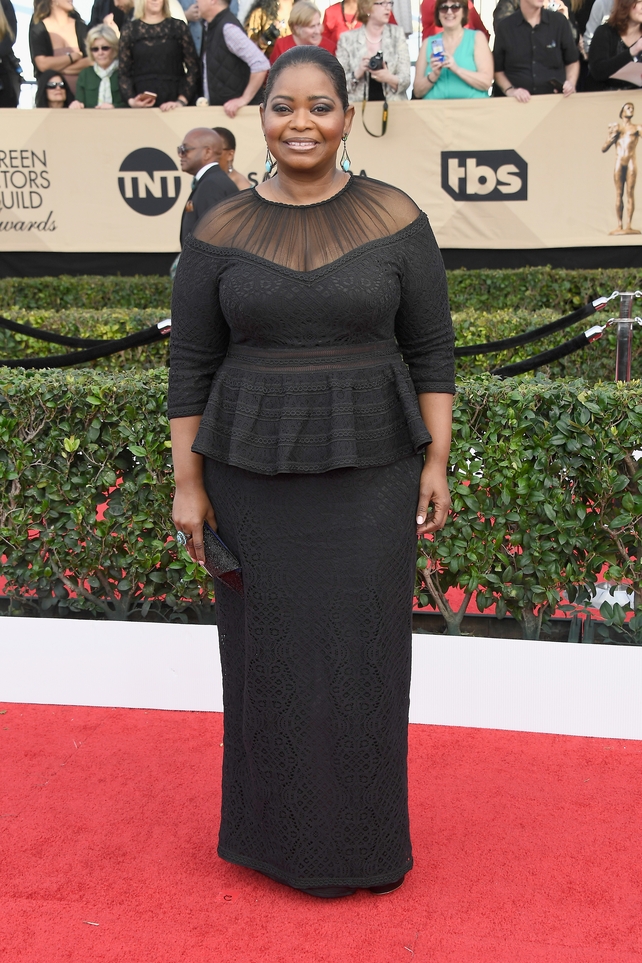 Best: Octavia Spencer looked very glamourous in this peplum dress by her regular red carpet stylist Tadashi Shoji. Looked even better live on the red carpet.
