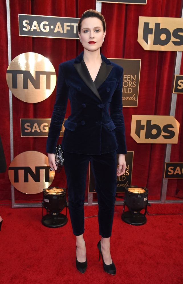 Best: Evan Rachel Wood is making a habit of tuxedo-ing her way down the red carpet. Blue velvet Altuzarro