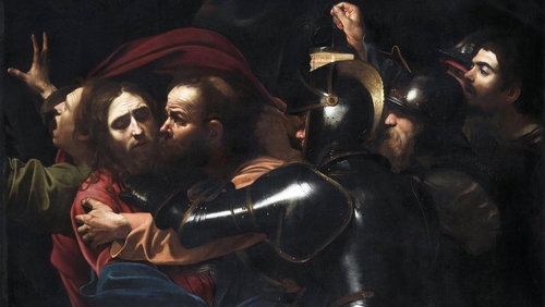 Michelangelo Merisi da Caravaggio (1571-1610)
The Taking of Christ, 1602 - on indefinite loan to the National Gallery of Ireland from the Jesuit Community, Leeson St., Dublin, who acknowledge the kind generosity of the late Dr Marie Lea-Wilson. Photo © NG