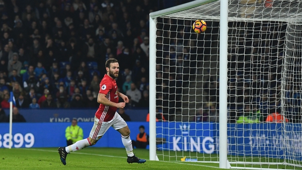 Juan Mata doubles the lead for Manchester United at the King Power Stadium