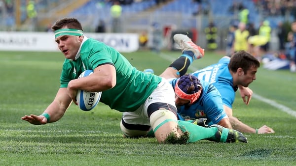 Stander scores on of his three tries against Italy