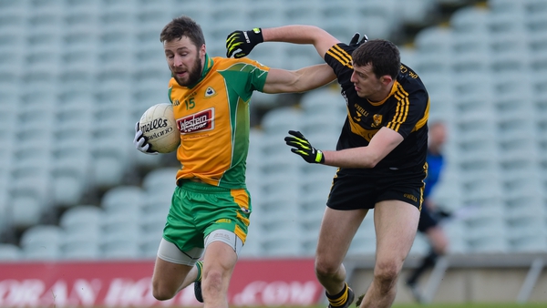 Corofin's Michael Lundy and Luke Quinn of Dr Crokes in action the 2017 All-Ireland semi-final