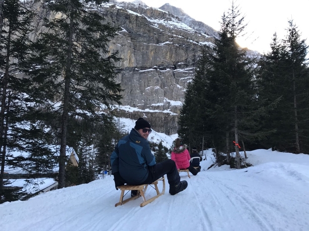 Tadhg Peavoy tobogganing