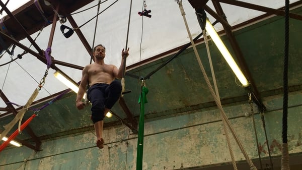 Former Roscommon footballer Ronan Brady hangs out on his trapeze