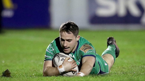 Caolin Blade scores his side's second try against the Dragons at the Sportsground