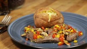 A classic dinner from Operation Transformation: Steak and Baked Potato.