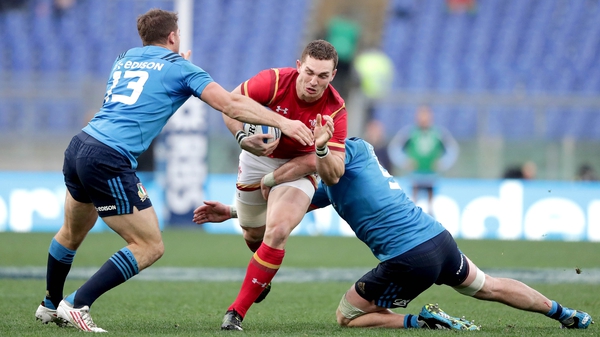 George North in action during Wales' 7-33 defeat of Italy