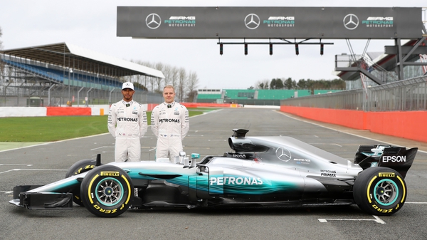 Lewis Hamilton and Valtteri Bottas with the new Mercedes F1 car