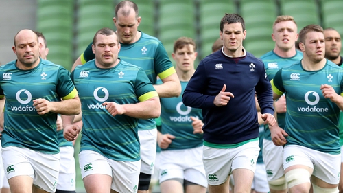The Ireland panel go through their paces at training on Friday