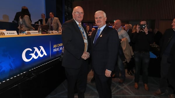 John Horan with current GAA President Aogán Ó Fearghaíl after his election