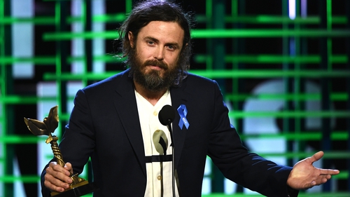 Casey Affleck accepts the Best Actor Awards at the Spirit Awards