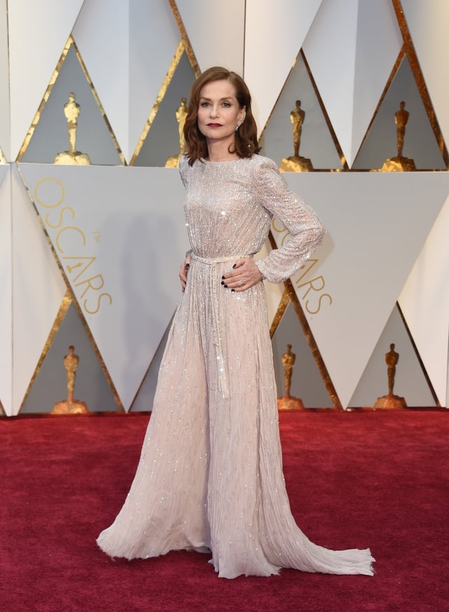 Oscars 2017 All The Red Carpet Fashion Nominee For Best Actress Elle Isabelle Huppert Looks Old School Hollywood In This Glitzy