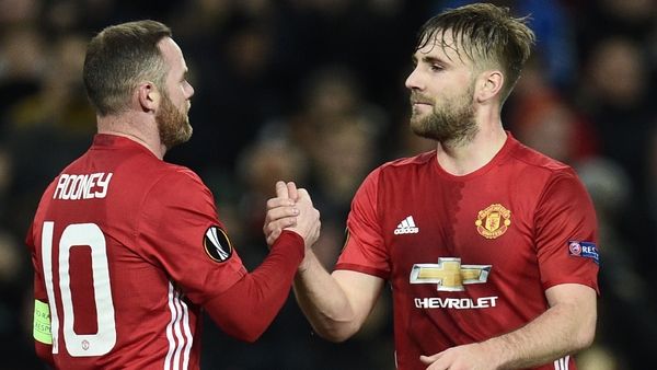 Wayne Rooney (L) and Luke Shaw won't be featuring against Rostov