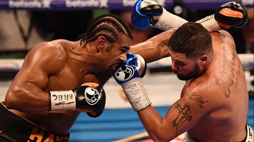 David Haye (L) suffered a surprise defeat to Tony Bellew at the weekend