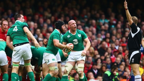 Devin Toner, Sean O'Brien and Paul O'Connell react to a Wayne Barnes decision in Cardiff two years ago.