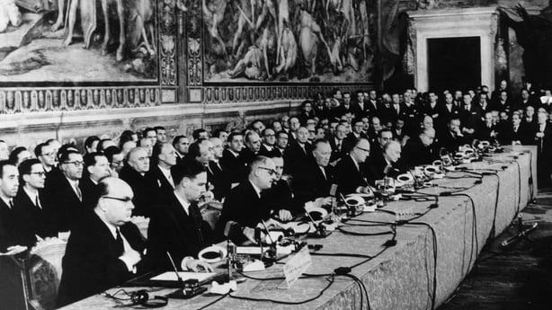 The signing of the Treaty of Rome in 1957