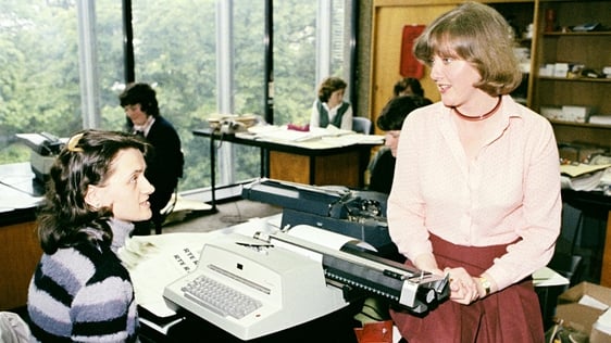 RTÉ broadcaster Marian Finucane and colleague (1979)