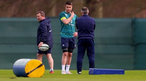 Conor Murray feels his shoulder at training this morning