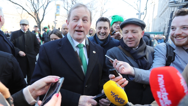 Enda Kenny spoke to the media after taking part in the New York parade