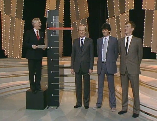 Contenders for the title of Tallest Man in Ireland with Gay Byrne (1987)