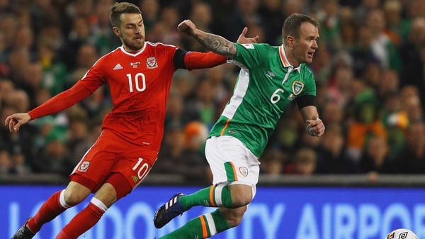 Ramsey tackles Ireland's Glenn Whelan