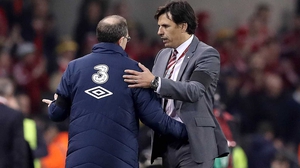 Coleman (r) with Martin O'Neill after Wales' match with Ireland