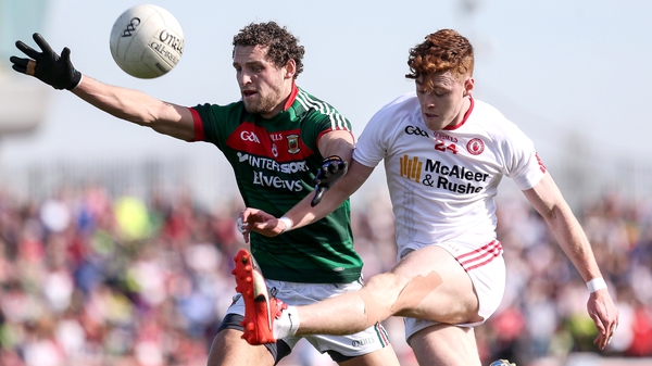 Tyrone's Conor Meyler in action against Tom Parsons of Mayo