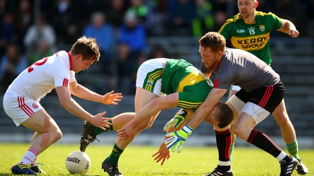 Kerry's Peter Crowley under pressure from Kieran McGeary and Mickey O'Neill