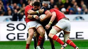 French prop Rabah Slimani (C) came back on in the 81st minute against Wales