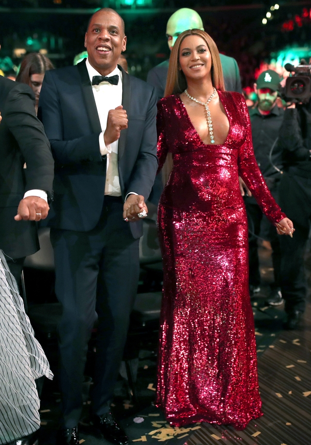 Pregnant with twins! The happy couple party the night away at the 59th Grammy Awards in 2017.